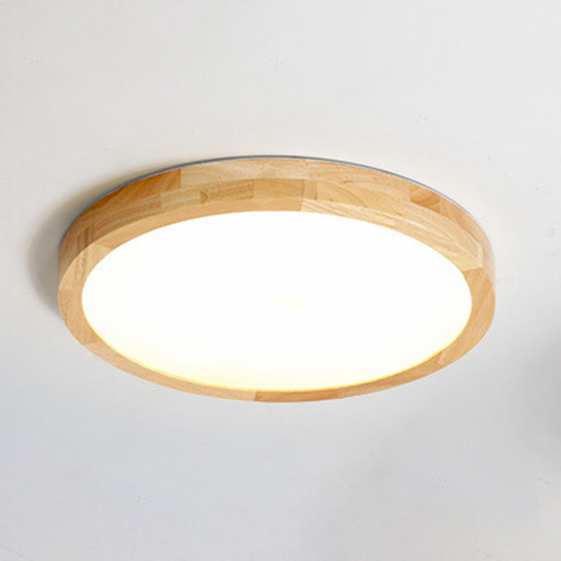 Modern Geometric Led Flush Light Wood 1 Light Flush Mount Fixture for Bedroom