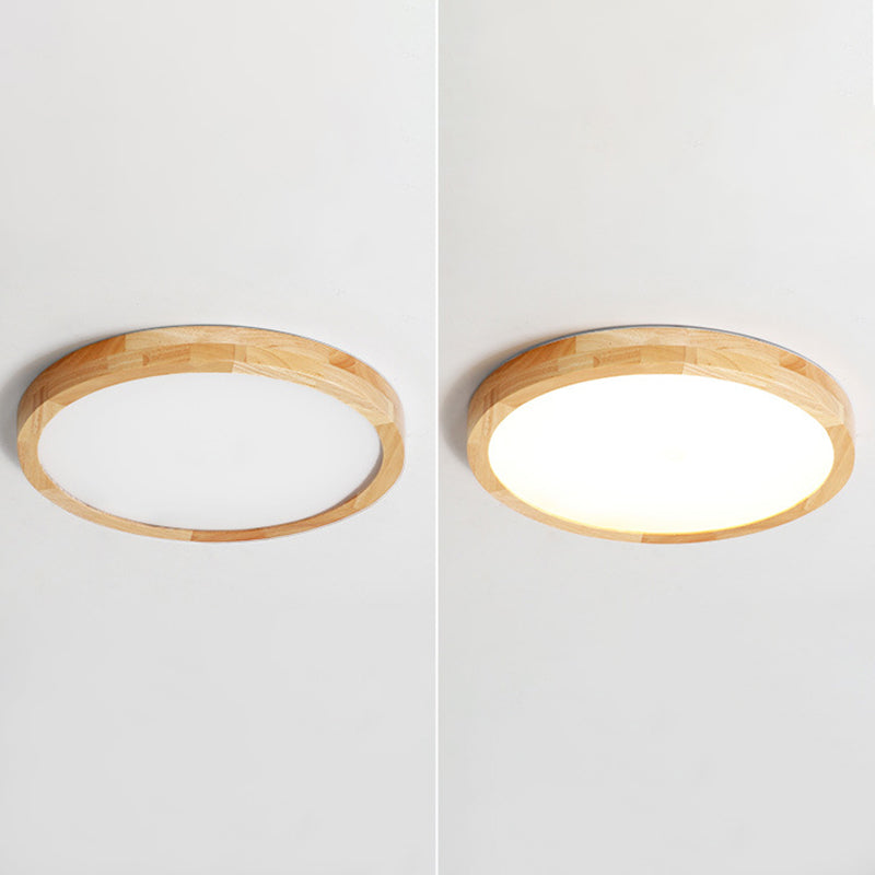 Modern Geometric Led Flush Light Wood 1 Light Flush Mount Fixture for Bedroom