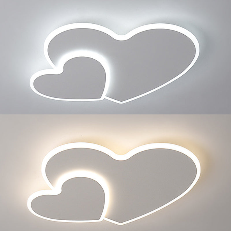 Heart-Shape Flush Mount Modern Style Acrylic 1 Light Flush Light in White