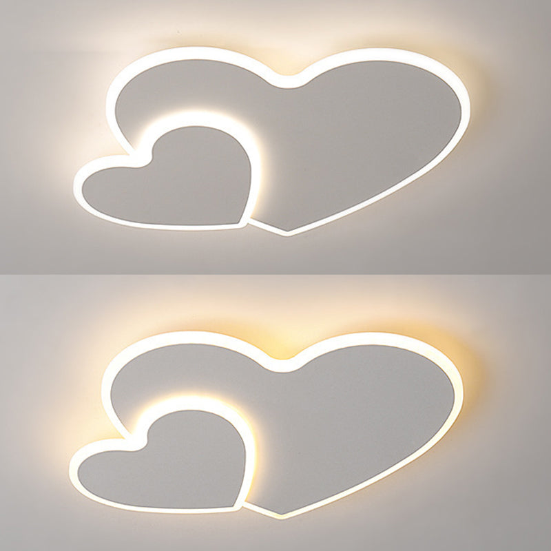 Heart-Shape Flush Mount Modern Style Acrylic 1 Light Flush Light in White