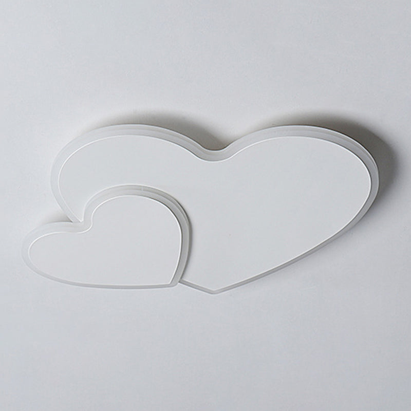 Heart-Shape Flush Mount Modern Style Acrylic 1 Light Flush Light in White