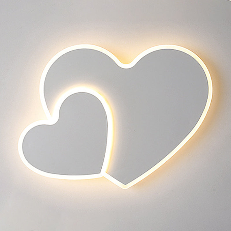 Heart-Shape Flush Mount Modern Style Acrylic 1 Light Flush Light in White