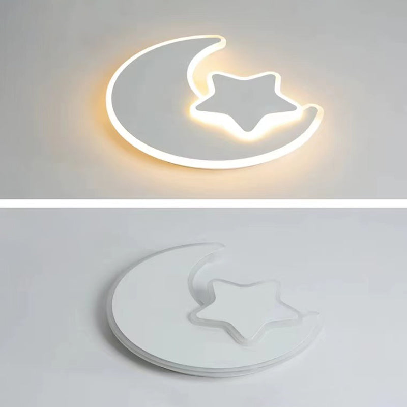 Moon Shape Flush Mount Modern Style Acrylic 1 Light Flush Light in White