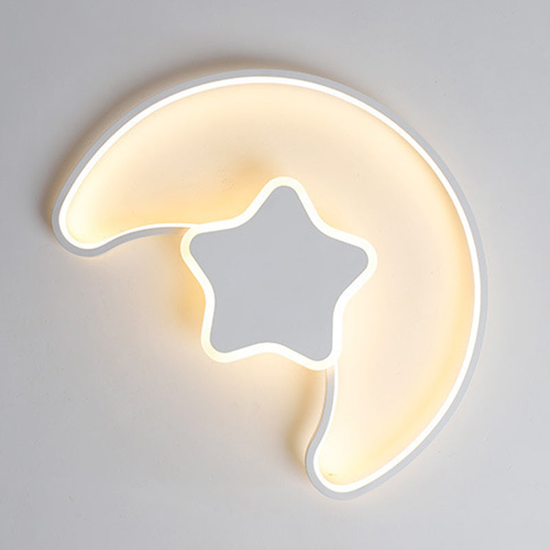 Moon Shape Flush Mount Modern Style Acrylic 1 Light Flush Light in White