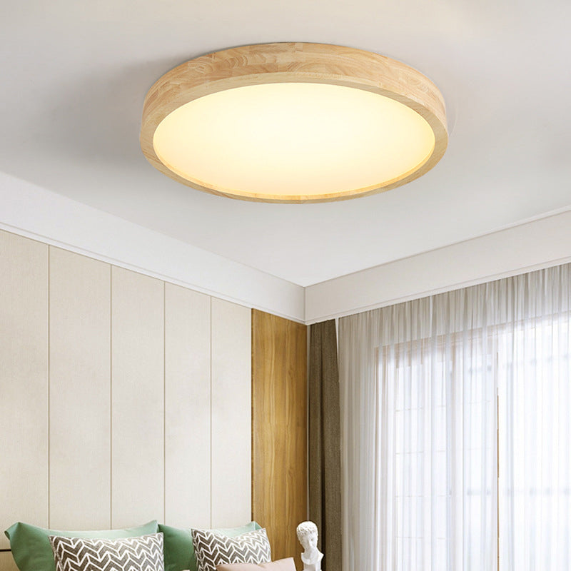 Contemporary LED Ceiling Light Wood Flush Mount Lighting for Home