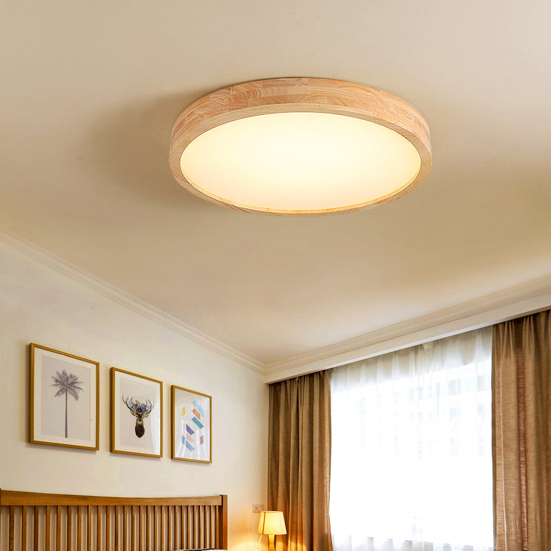 Contemporary LED Ceiling Light Wood Flush Mount Lighting for Home