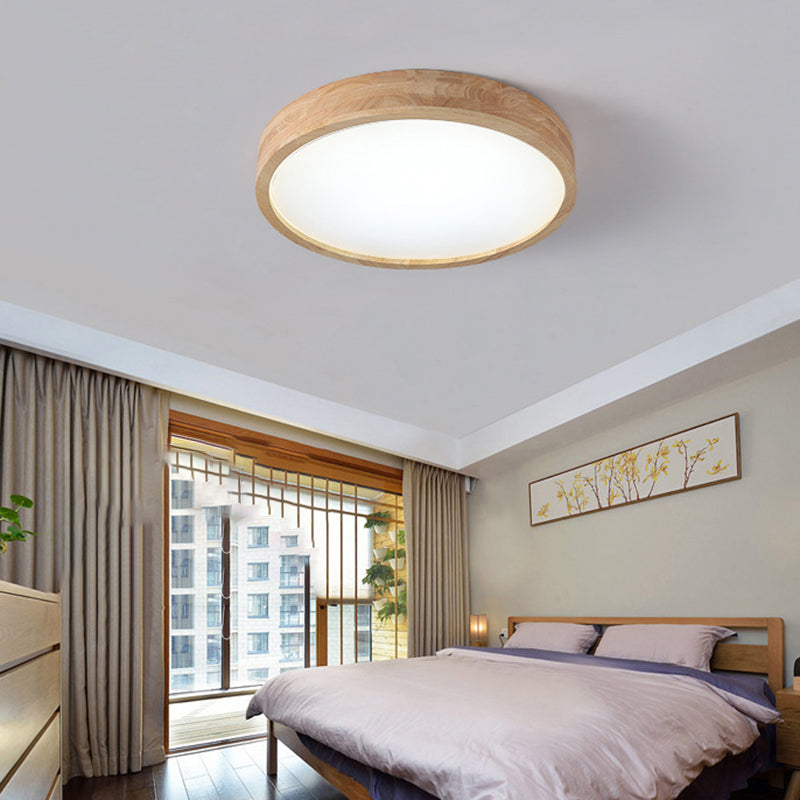 Contemporary LED Ceiling Light Wood Flush Mount Lighting for Home