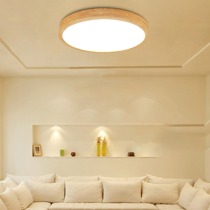 Contemporary LED Ceiling Light Wood Flush Mount Lighting for Home