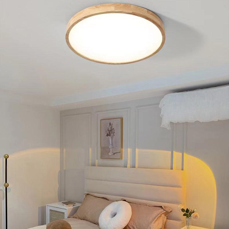 Contemporary LED Ceiling Light Wood Flush Mount Lighting for Home