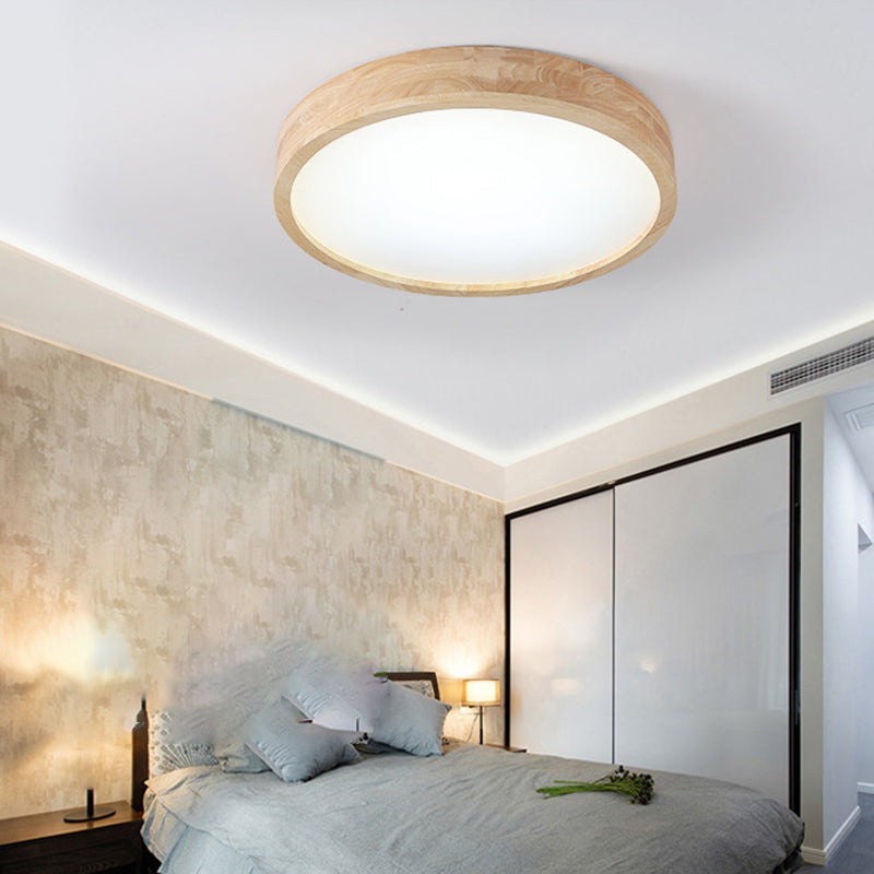 Contemporary LED Ceiling Light Wood Flush Mount Lighting for Home