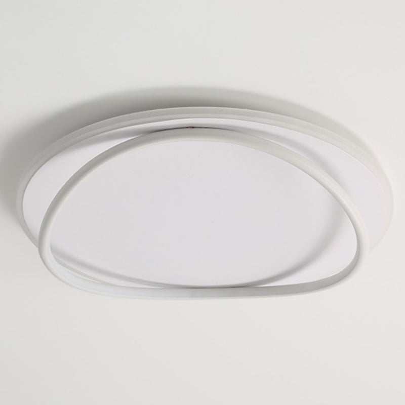 Round Shape Flush Mount Modern Style Metal 1 Light Led Flush Mount in White/Black