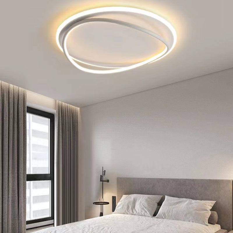 Round Shape Flush Mount Modern Style Metal 1 Light Led Flush Mount in White/Black