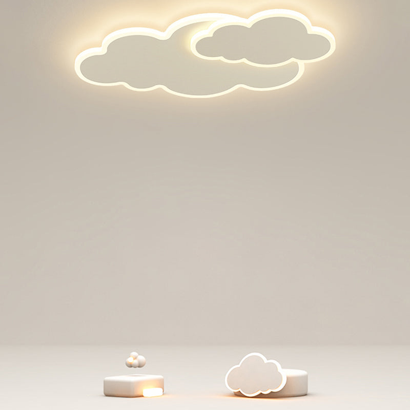 Cloud Shape Flush Mount Modern Style Acrylic 1 Light Flush Light in White