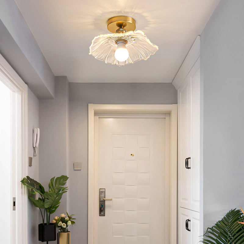 1 - Light Semi Flush Mount in Gold and Clear Glass Shade Ceiling Semi Flush