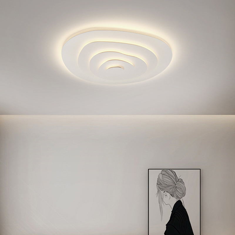 White LED Modern Metal Flush Mount Geometric Shape Ceiling Light with Acrylic Shade