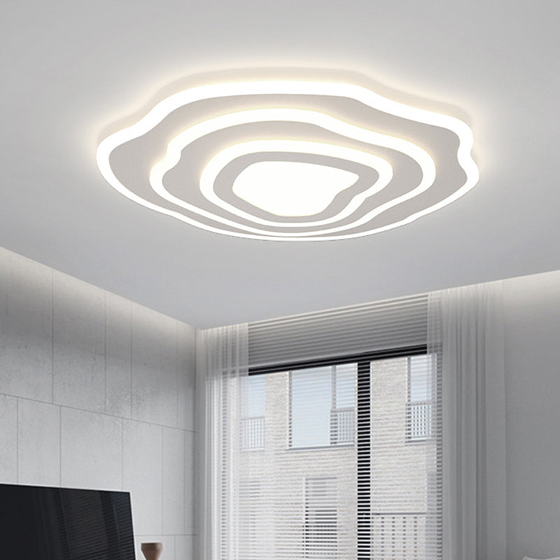 White LED Modern Metal Flush Mount Geometric Shape Ceiling Light with Acrylic Shade