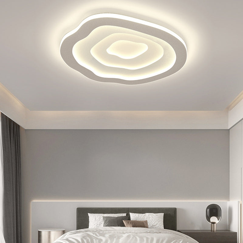 White LED Modern Metal Flush Mount Geometric Shape Ceiling Light with Acrylic Shade