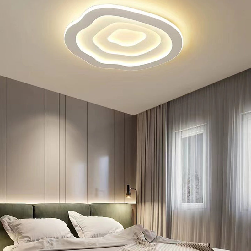 White LED Modern Metal Flush Mount Geometric Shape Ceiling Light with Acrylic Shade