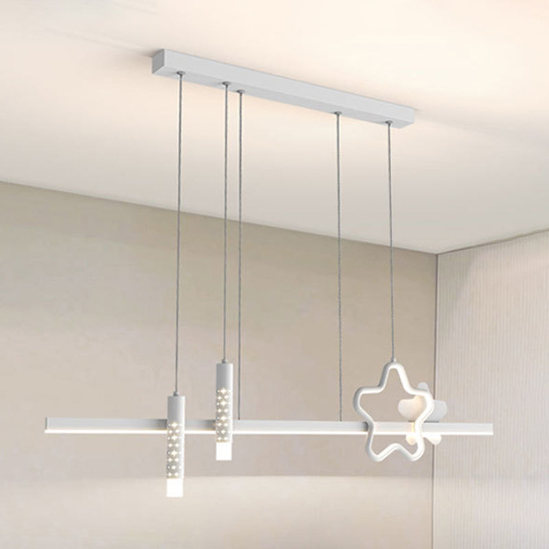 4-Light Modern White/Black Kitchen Island Lighting LED Ceiling Light for Bedroom