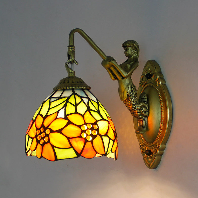 Tiffany Glass Vanity Light Simple Wall Light Sconce for Washroom