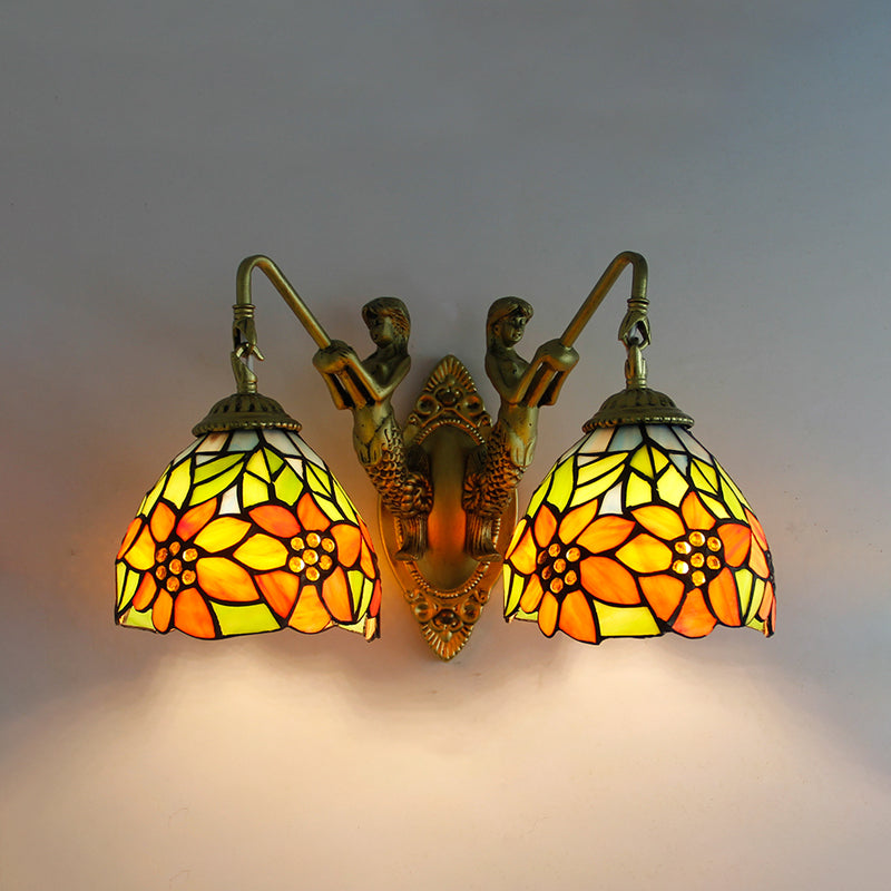 Tiffany Glass Vanity Light Simple Wall Light Sconce for Washroom