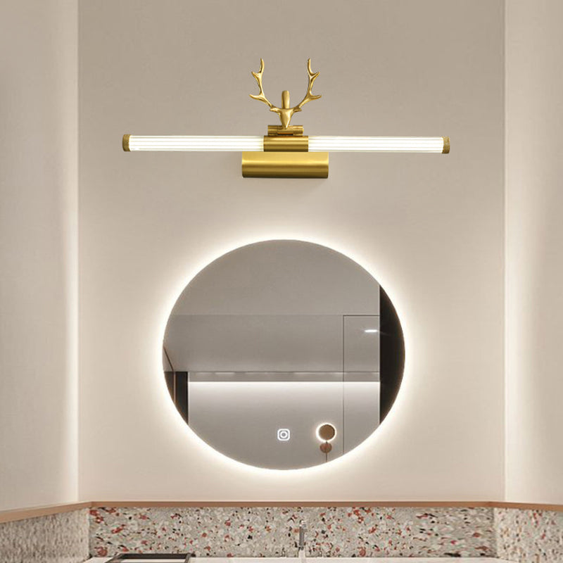 Brass LED Mirror Light Vintage Bathroom Vanity Lighting in Gold