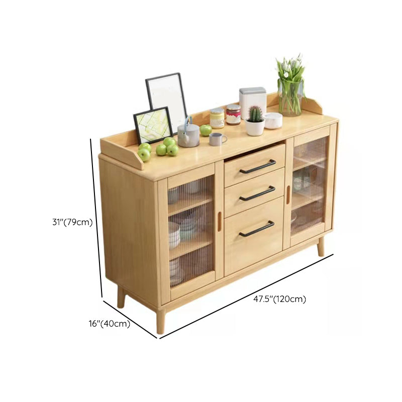 Modern Style Buffet Sideboard Solid Wood Sideboard with Cabinets