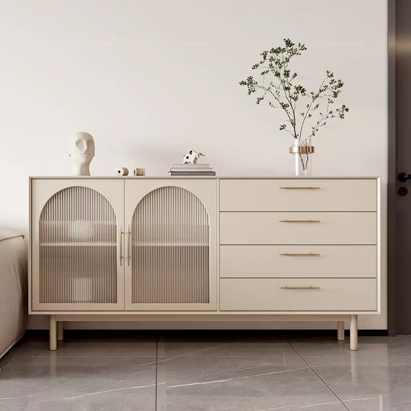 Glam Sideboard Buffet 4 Drawers and Door Cabinets Glass Doors Buffet Sideboard