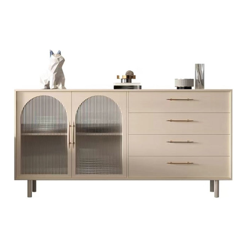 Glam Sideboard Buffet 4 Drawers and Door Cabinets Glass Doors Buffet Sideboard