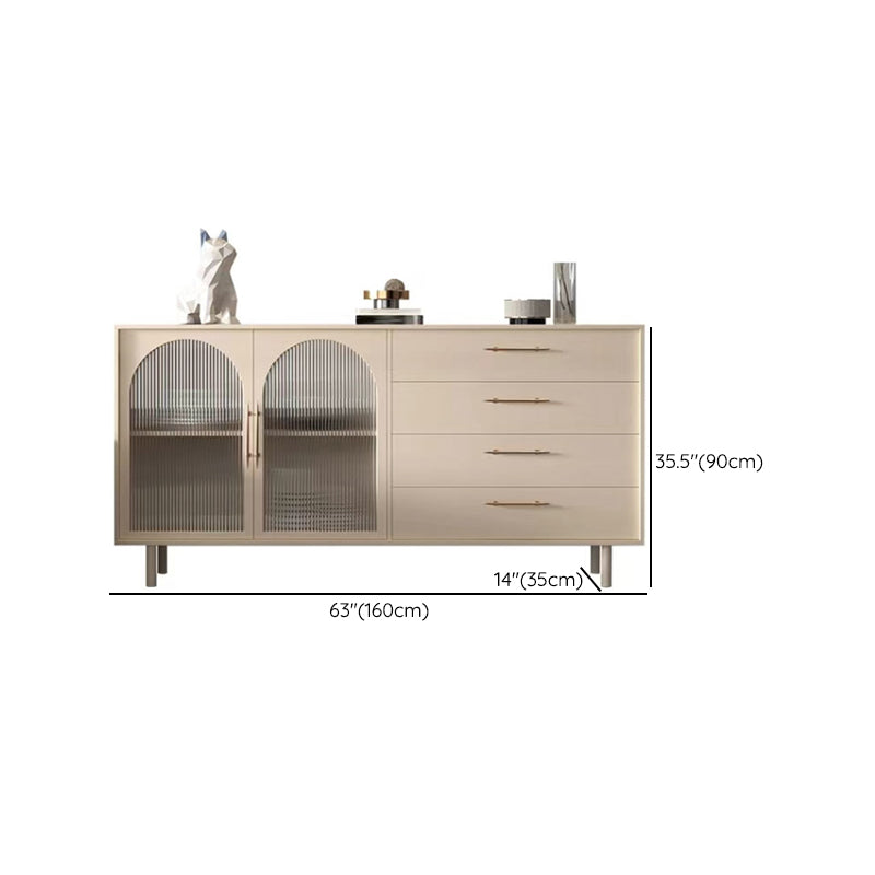 Glam Sideboard Buffet 4 Drawers and Door Cabinets Glass Doors Buffet Sideboard