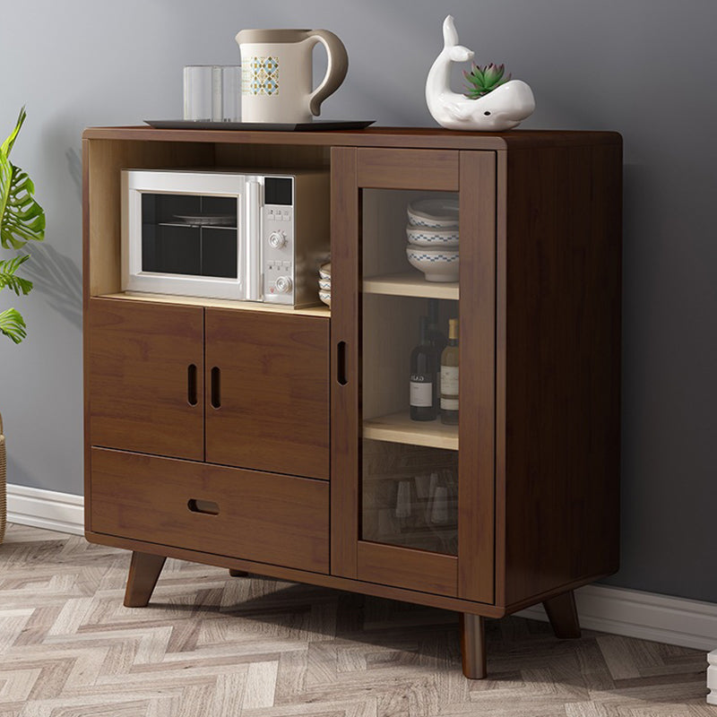 Modern Buffet Sideboard Solid Wood 38.9"H Sideboard with Drawer and Cabinets