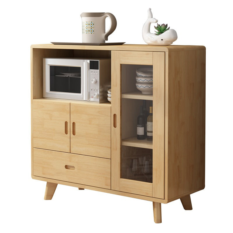 Modern Buffet Sideboard Solid Wood 38.9"H Sideboard with Drawer and Cabinets