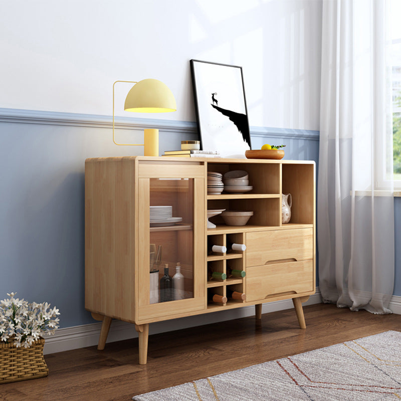 Modern Style Buffet Sideboard Solid Wood 35.4"H Sideboard with Cabinet and Drawers