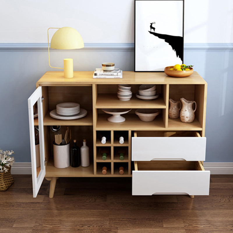 Modern Style Buffet Sideboard Solid Wood 35.4"H Sideboard with Cabinet and Drawers