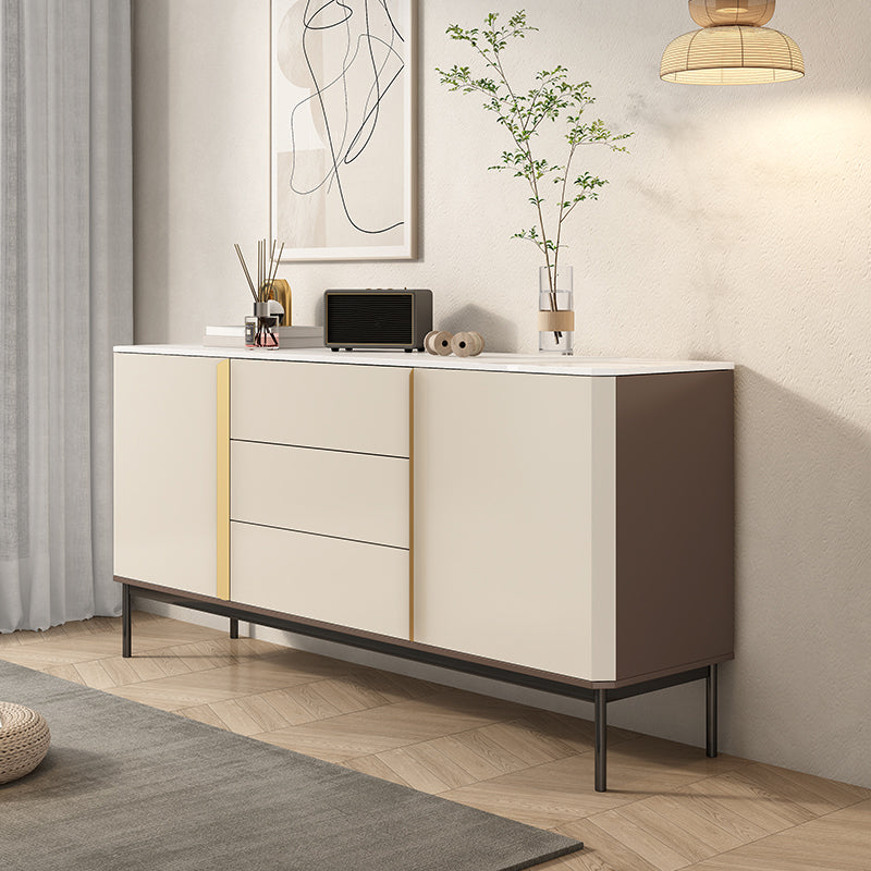 Contemporary Buffet Sideboard Stone Sideboard Table with Cabinets and Cabinets