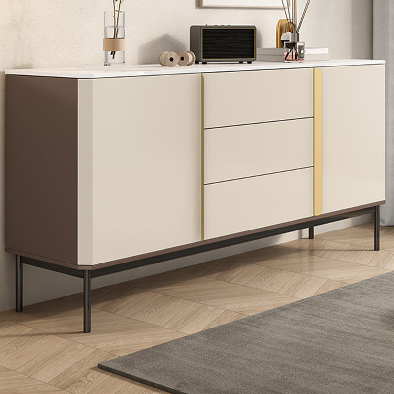 Contemporary Buffet Sideboard Stone Sideboard Table with Cabinets and Cabinets