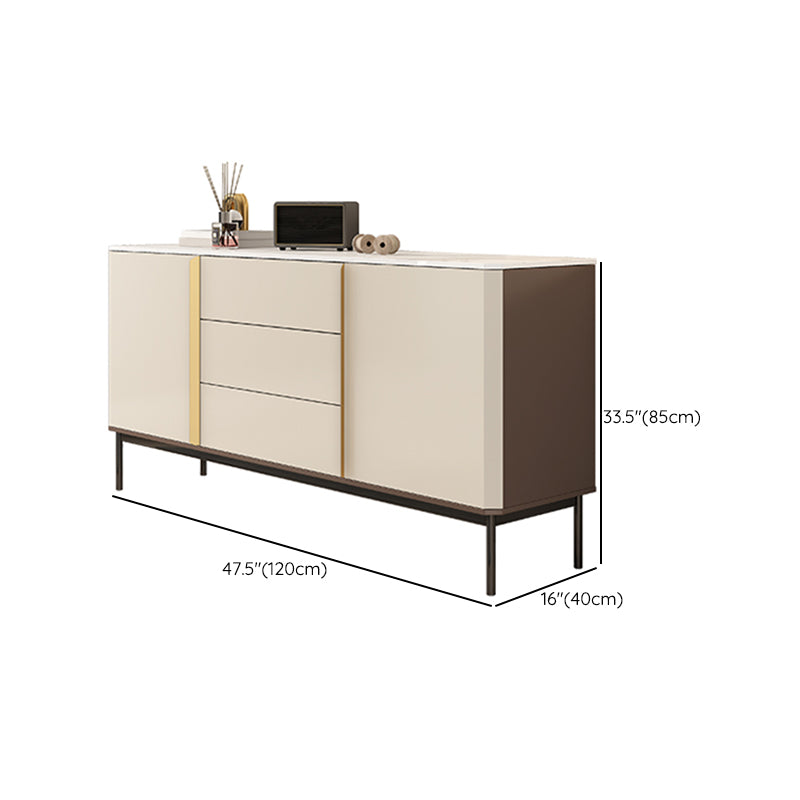 Contemporary Buffet Sideboard Stone Sideboard Table with Cabinets and Cabinets