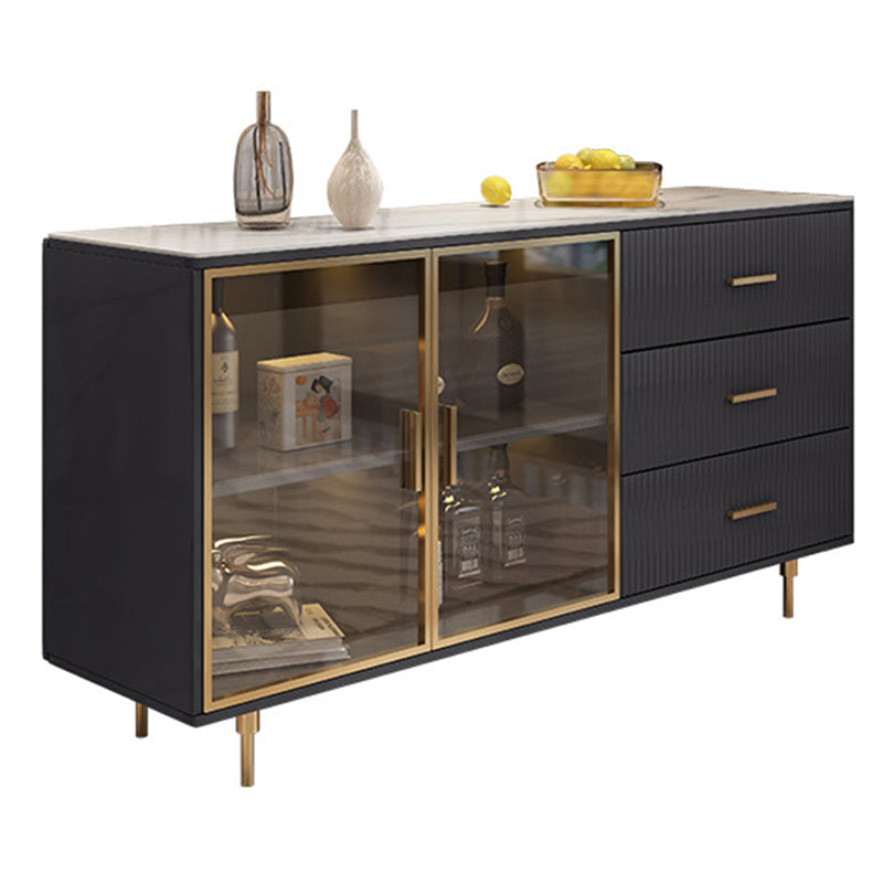 Glam Style Dining Buffet Stone Sideboard with Cabinets and Drawers