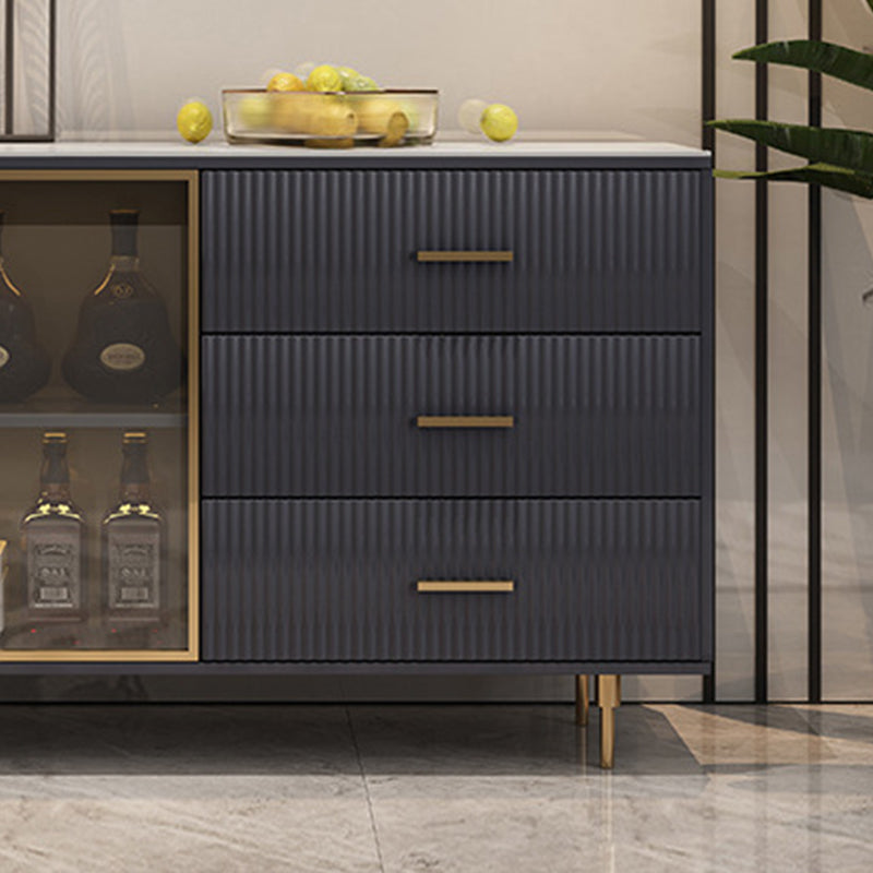 Glam Style Dining Buffet Stone Sideboard with Cabinets and Drawers