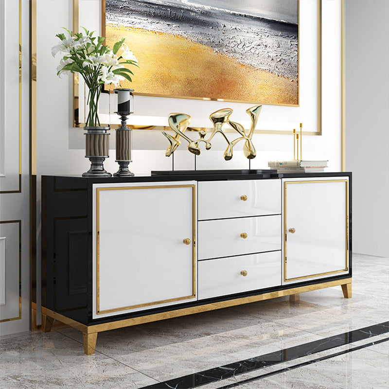 Glam Sideboard Buffet 3 Drawers and 2 Doors Cabinets Mirrored Sideboard