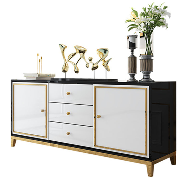 Glam Sideboard Buffet 3 Drawers and 2 Doors Cabinets Mirrored Sideboard