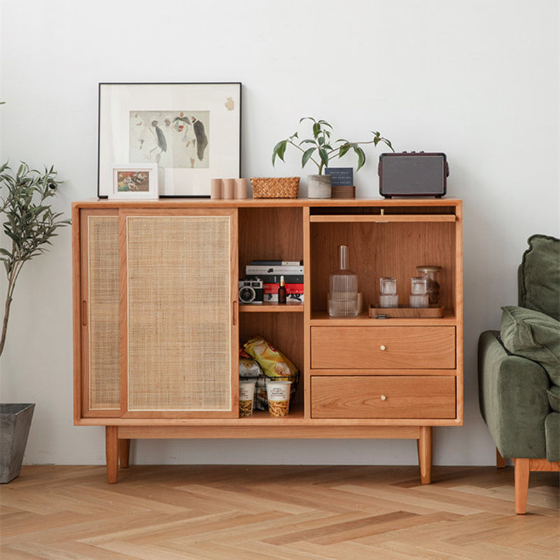 Modern Sideboard Buffet Cabinets Pine Solid Wood Adjustable Shelving Buffet Sideboard