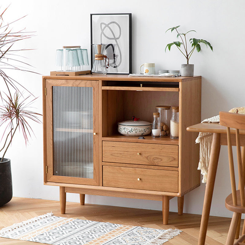 Modern Sideboard Buffet Cabinets Pine Solid Wood Adjustable Shelving Buffet Sideboard