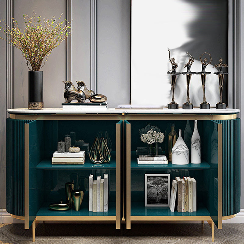 Contemporary Style Dining Buffet Faux Marble Sideboard with Cabinets