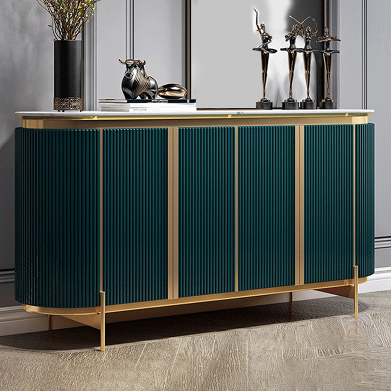 Contemporary Style Dining Buffet Faux Marble Sideboard with Cabinets