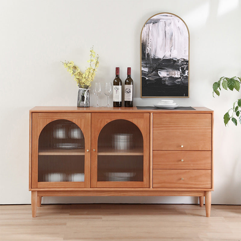 Modern Sideboard Buffet Cabinets Drawers and Doors Pine Solid Wood Buffet Sideboard