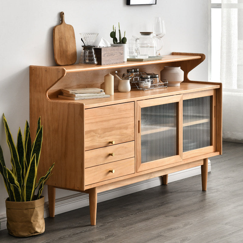 Modern Cherry Wood Sideboard Buffet Cabinet Drawers and Doors Buffet Sideboard