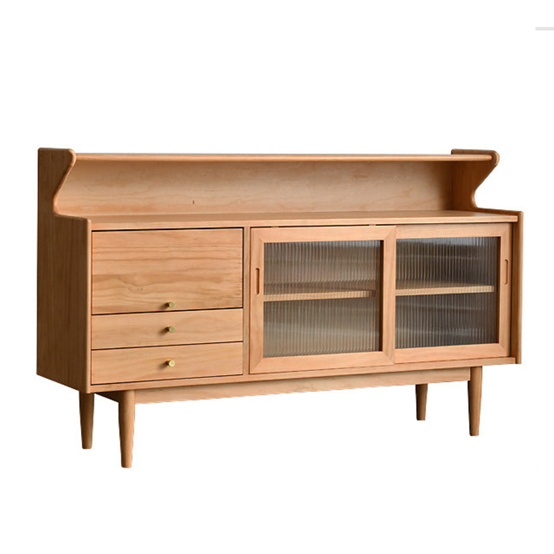 Modern Cherry Wood Sideboard Buffet Cabinet Drawers and Doors Buffet Sideboard