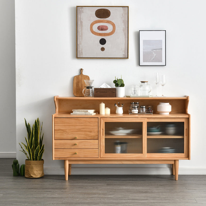 Modern Cherry Wood Sideboard Buffet Cabinet Drawers and Doors Buffet Sideboard