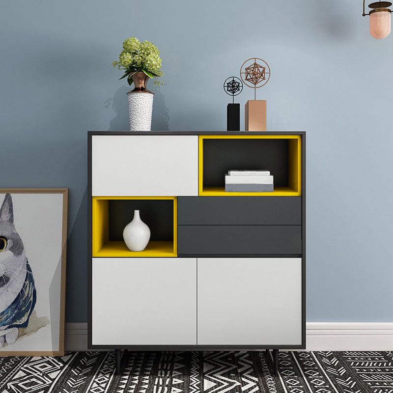 Contemporary Dining Buffet Wood Sideboard with Drawers and Cabinets